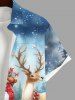 Plus Size Christmas Tree Santa Claus Elk Snowflake Print Buttons Pocket Shirt For Men -  