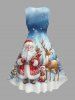 Plus Size Christmas Tree Santa Claus Elk Snowflake Print 1950s Vintage Dress -  