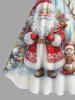 Plus Size Christmas Tree Santa Claus Elk Snowflake Print 1950s Vintage Dress -  