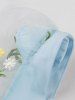 Square Neck Flowers Embroidery Mesh Long Sleeve Vintage Dress -  