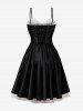 Solid Color Lace Trim Vintage Cami Dress -  