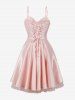 Solid Color Lace Trim Vintage Cami Dress -  