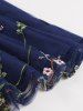 Flowers Leaf Embroidery Mesh Bowknot Tie Vintage Tank Dress -  