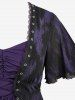 Haut asymétrique 2 en 1 gothique grande taille à volants et œillets à lacets - Pourpre  3X | US 22-24