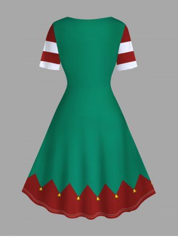 Plus Size Christmas Elf Costume 3D Print A Line Dress
