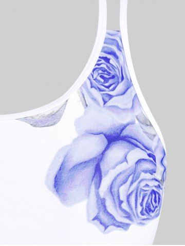 High Waist Rose Print Plus Size & Curve Modest Tankini Swimsuit