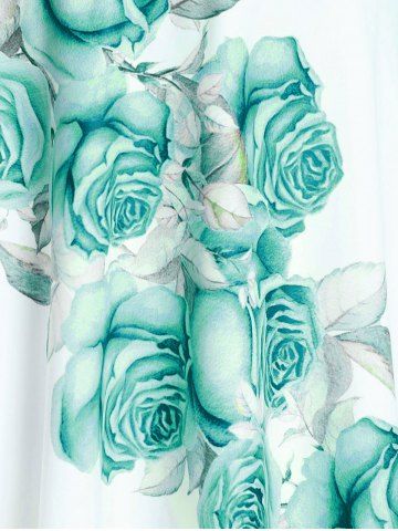 High Waist Rose Print Plus Size & Curve Modest Tankini Swimsuit