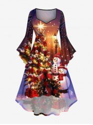 Robe Grande Taille Imprimé Père Noël Arbre et Flocon de Neige - Multi-A L