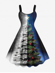 Robe Débardeur avec Imprimé Sapin dans la Galaxie et Etoiles Grande-Taille - Noir M
