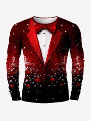 Plus Size Christmas Tree Ball Snowflake Star Bowknot Lapel Collar Glitter 3D Print T-shirt -  