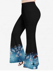 Plus Size Christmas Ball Snowflake Print Ombre Flare Pants -  
