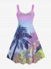 Coconut Tree Ombre Colorblock Sky Print Plus Size Matching Hawaii Beach Outfit For Couples -  
