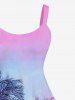 Coconut Tree Ombre Colorblock Sky Print Plus Size Matching Hawaii Beach Outfit For Couples -  