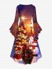 Robe Grande Taille Imprimé Père Noël Arbre et Flocon de Neige - Multi-A L