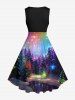 Costume Brillant Grande Taille Imprimé Arbre et Galaxie 3D pour Femme - Multi-A 