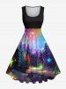 Costume Brillant Grande Taille Imprimé Arbre et Galaxie 3D pour Femme - Multi-A 