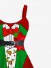 Plus Size Christmas Gingerbread Candy Floral Suit Pattern Print Ugly Funny A Line Tank Dress -  