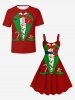 Robe Débardeur Imprimé Floral Drôle Grande Taille - Rouge 5X