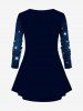 Christmas Hat Snowflake Elf Glitter Ombre Galaxy Print Long Sleeves T-shirt and Flare Pants Plus Size Matching Set -  