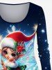 Christmas Hat Snowflake Elf Glitter Ombre Galaxy Print Long Sleeves T-shirt and Flare Pants Plus Size Matching Set -  