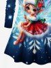 Christmas Hat Snowflake Elf Glitter Ombre Galaxy Print Long Sleeves T-shirt and Flare Pants Plus Size Matching Set -  
