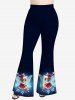 Christmas Hat Snowflake Elf Glitter Ombre Galaxy Print Long Sleeves T-shirt and Flare Pants Plus Size Matching Set -  