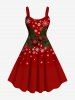 Tenue Trapèze à Motif Feuilles et Boule de Noël pour Couples de Flocons de Neige - Rouge 