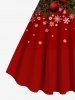 Tenue Trapèze à Motif Feuilles et Boule de Noël pour Couples de Flocons de Neige - Rouge 