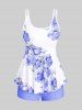 High Waist Rose Print Plus Size & Curve Modest Tankini Swimsuit -  