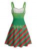 Christmas Contrast Stripe 3D Print Belted Mini Dress -  
