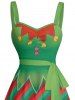 Christmas Contrast Stripe 3D Print Belted Mini Dress -  
