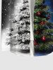 Plus Size Christmas Tree Ball Star Galaxy Contrast Color Print Buttons Pocket Shirt For Men -  