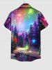 Chemise 3D Etoile Sapin de Noël et Galaxie Imprimés Grande Taille avec Poche à Paillettes - Multi-A 3XL