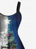 Robe Débardeur avec Imprimé Sapin dans la Galaxie et Etoiles Grande-Taille - Noir M
