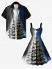 Robe Débardeur avec Imprimé Sapin dans la Galaxie et Etoiles Grande-Taille - Noir M