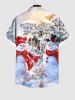 Chemise Imprimé Bonhomme de Neige et Sapin de Noël Grande Taille avec Boutons pour Homme - Multi-A 4XL