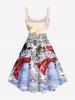 Robe Débardeur Imprimé Sapins de Noël Maison et Bonhomme de Neige Grande Taille - Multi-A 5X
