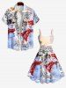 Robe Débardeur Imprimé Sapins de Noël Maison et Bonhomme de Neige Grande Taille - Multi-A 5X