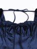 Cinched Ruched Lace Up Tie Solid Color Vintage Dress -  