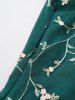Robe Vintage Fleur Brodée en Maille à Lacets - Vert XXL