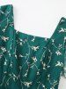 Robe Vintage Fleur Brodée en Maille à Lacets - Vert XXL