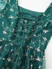 Robe Vintage Fleur Brodée en Maille à Lacets - Vert XXL