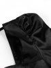 Cinched Ruched Lace Up Tie Solid Color Vintage Dress -  