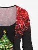 Plus Size Christmas Tree Sparkling Sequin Glitter 3D Print 2 In 1 T-shirt -  