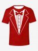 Plus Size Christmas Bowknot Lapel Collar Print T-shirt For Men -  