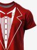Plus Size Christmas Bowknot Lapel Collar Print T-shirt For Men -  