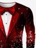 Plus Size Christmas Tree Ball Snowflake Star Bowknot Lapel Collar Glitter 3D Print T-shirt -  