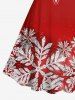 Plus Size Christmas Snowflake Bowknot Lapel Collar Print Vintage Dress -  