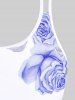 High Waist Rose Print Plus Size & Curve Modest Tankini Swimsuit -  