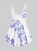 High Waist Rose Print Plus Size & Curve Modest Tankini Swimsuit -  